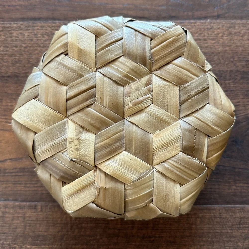 Palm Leaf Basket with Lid